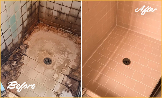 Sir Grout Caulked this Bathroom Grout to Prevent Water Damage  Before and After Picture of a Bathroom Grout Caulking Service