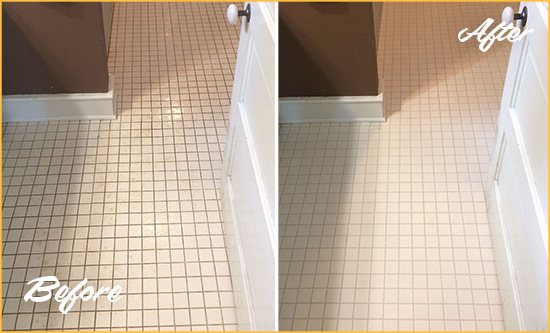 Before and After Picture of a Minneapolis Bathroom Floor Sealed to Protect Against Liquids and Foot Traffic
