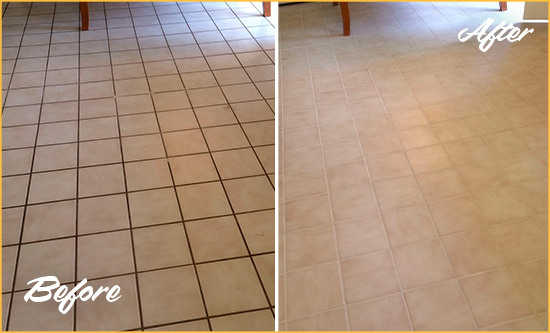 Before and After Picture of Wayzata Ceramic Tile Grout Cleaned to Remove Dirt