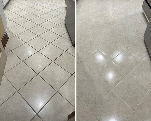 Floor Before and After a Grout Cleaning in Minneapolis, MN