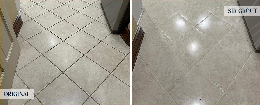Floor Before and After an Excellent Grout Cleaning in Minneapolis, MN