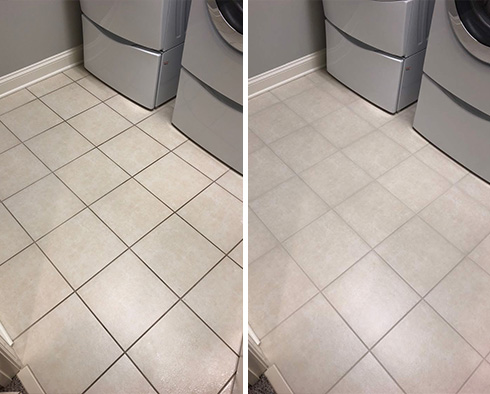 Floor Before and After a Grout Sealing in Plymouth, MN