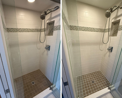Shower Before and After a Tile Cleaning in Eden Prairie, MN