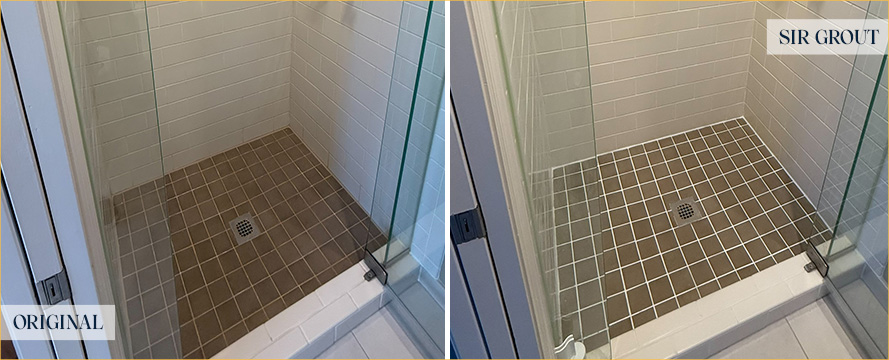 Shower Before and After a Flawless Tile Cleaning in Eden Prairie, MN 
