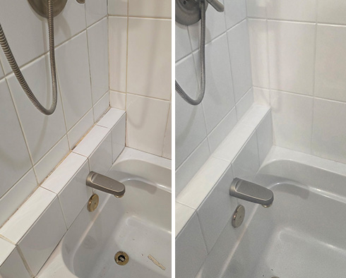 Shower Before and After Our Caulking Services in New Hope, MN
