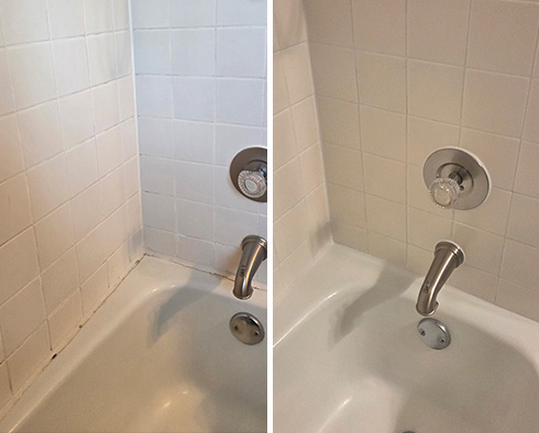 Shower Before and After Our Caulking Services in Edina, MN 