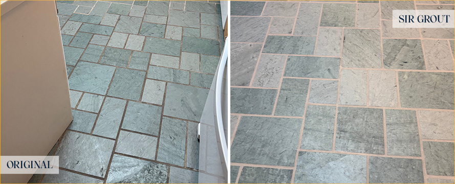 Floor Before and After a Flawless Grout Sealing in Minneapolis, MN