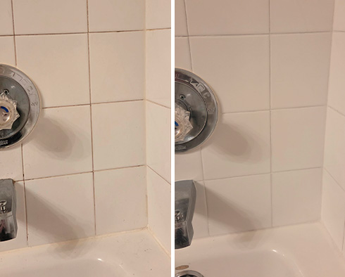 Shower Before and After Our Eden Prairie Tile Sealing Service