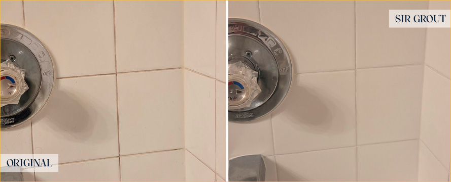 Shower Before and After Our Eden Prairie Tile Sealing Service