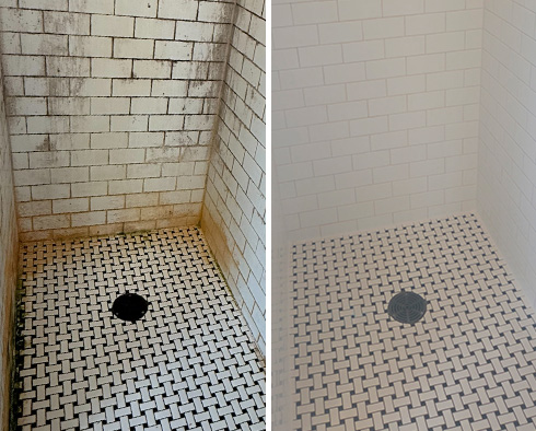 Shower Before and After Our Minneapolis Tile Cleaning Service