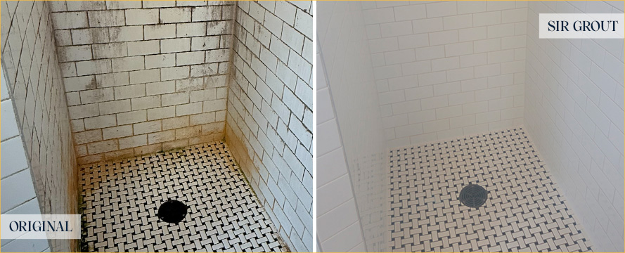 Shower Before and After Our Minneapolis Tile Cleaning Service