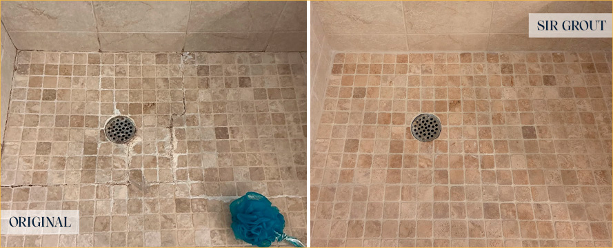 Shower Before and After a Flawless Grout Sealing in Excelsior, MN